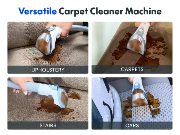 【TikTokShopBlackFriday】FlexiSpot K1 400W-12KPa Smart Portable Spot Cleaner, Handheld Carpet and Upholstery Cleaner with 6 Brushes, Large 61oz Tank, Spray & Suction Integration for Home, Sofa, Hard Floor, Car Interior, and Pet Stains