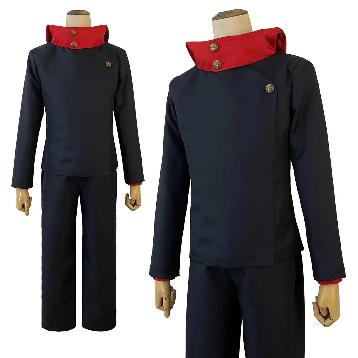 Menswear Jujutsu Kaisen (JJK) Manga Anime Itadori Yuji Cosplay Uniform Set - Rose Net Synthetic Wig, Jacket, Pants, Cultural School Clothes for Halloween, Christmas, Birthday