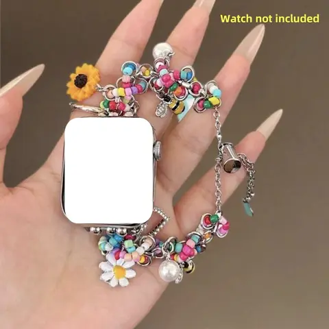 Women's Simple Cute Beaded Stretch Chain Apple Watch Band, Smart Watch Straps, Compatible with Series 1-11 Ultra Se, 38-49mm, Fashion Design Accessory, Smart Watch Accessories, Smartwatch Strap, Wearable Accessory (Band Only)
