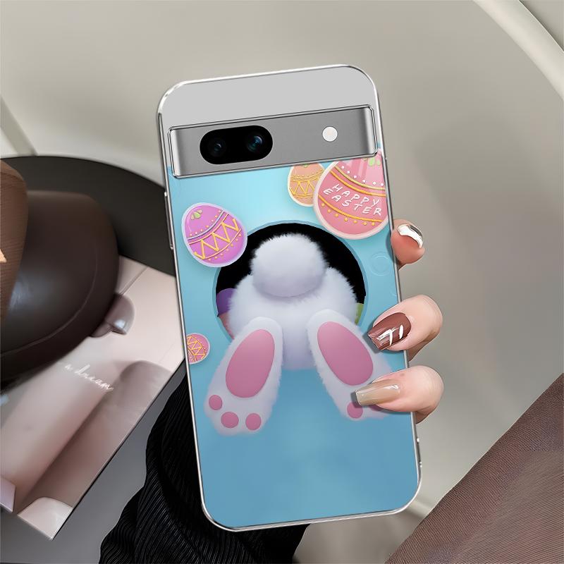 Cute Easter Bunny Case - Funny Rabbit Butt & Pink Heart Aesthetic Cover for Google Pixel 7a-975