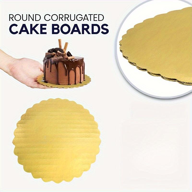 10pcs Golden Corrugated Cake Boards - Round Cake Cardboard Base for Desserts, Pastries, Greaseproof Disposable Cake Plates, Party Plates, for Birthdays, Christmas