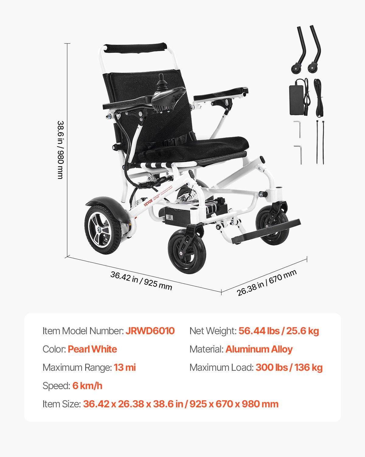 VEVOR Electric Wheelchair for Adults, 300lbs Capacity, Foldable Lightweight All-Terrain Model, 13-Mile Traveling Range, Puncture-Proof Portable 21in Seat Motorized Chair for Seniors VEVOR Electric Wheelchair for Adults, 300lbs Capacity, Foldable Lightweight All-Terrain Model, 13-Mile Traveling Range, Puncture-Proof Portable 21in Seat Motorized Chair for Seniors