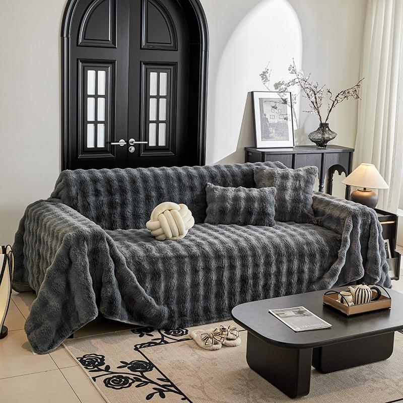 Faux Fur Couch Cover, Soft Warm Plush Sofa Cover, Non-Slip Sectional Slipcover, Washable Furniture Protector for Kids & Pets, L-Shaped Design, Furniture Covers