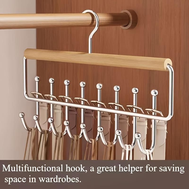 1 Pc Multi-Function Hanger with 8 Hooks – Wave design metal hanger for bras, tank tops, hats and towels. Space-saving closet organizer for bedroom or bathroom storage, durable and practical hanging solution.
