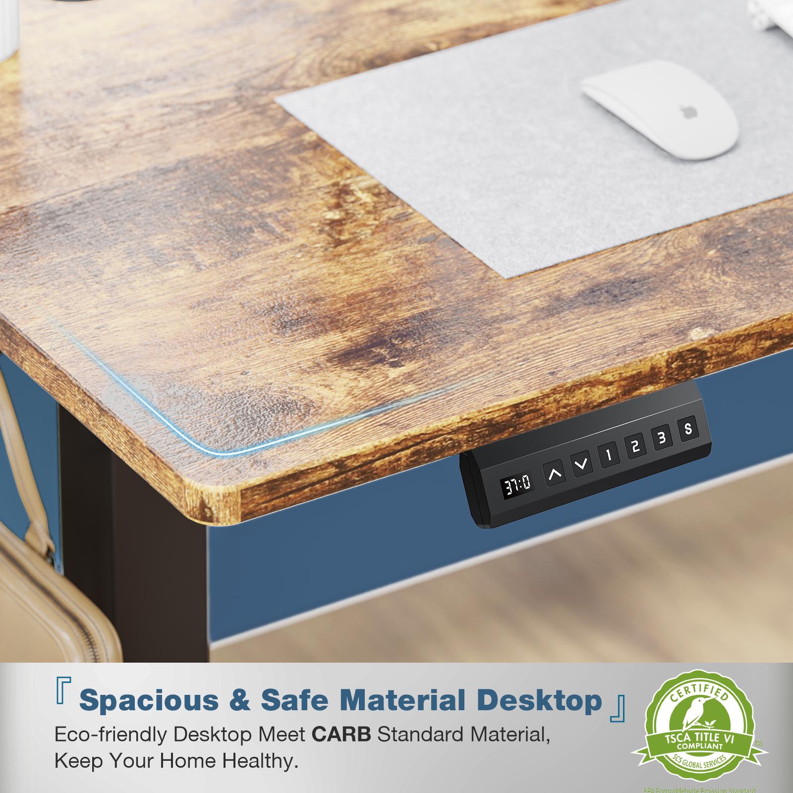 RIMIKING Smart Adjustable Standing Desk with Memory Control,Height Adjustability,Multi-Function Control Panel,Eco-Friendly Desktop,Spacious Workspace,Versatility,Convenient Add-Ons, ELT