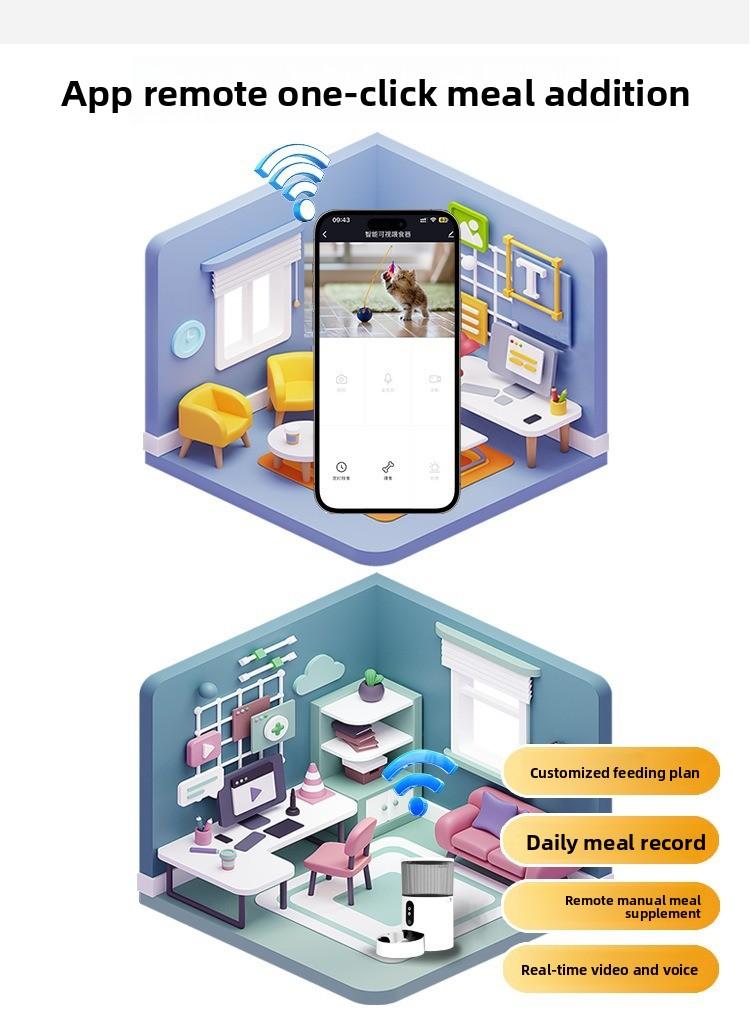 Pet intelligent feeder Remote control Timed quantitative automatic feeder Dog cat food feeder
