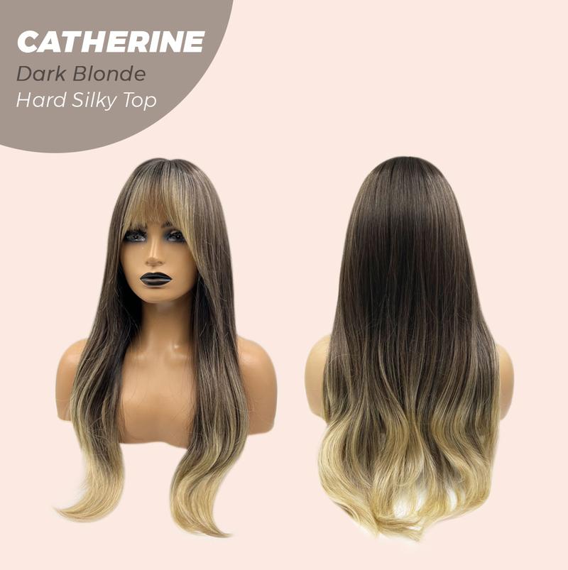 JBEXTENSION 25 Inches Scalpiana 3.5X4 Hard Silky Top Natural Scalp Effect Wig With Bangs CATHERINE