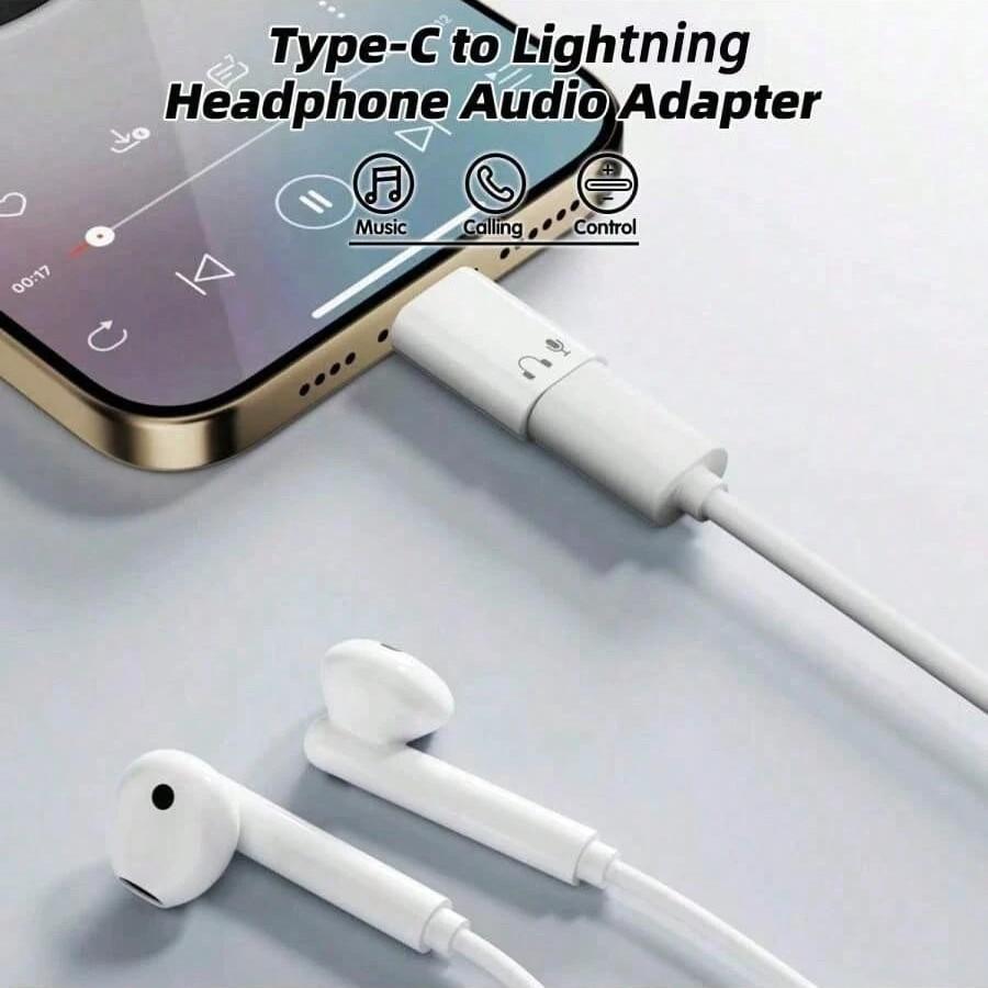 Type-C To Lightning Audio Adapter, USB C Male To Lightning Female Headphone Converter