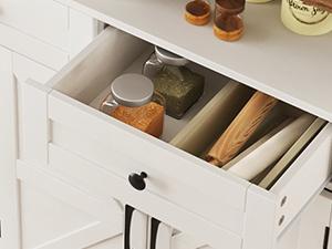 Vabches Farmhouse Buffet & Sideboard Cabinet with Storage - White Pantry Cabinet with Drawers, Wood Cupboard Hutch, Coffee Bar Station Table for Kitchen, Living Room & Dining Room