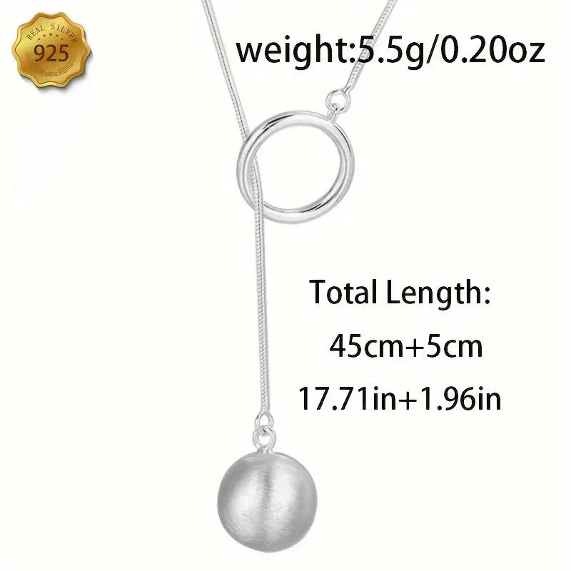 925 Sterling Silver Fashionable Round Ball Necklace with Textured Spherical Pendant, Bayonet Clasp, Retro Luxury Accessory for All Seasons sofia the first necklace chain necklace men dl mya necklace myah necklace day collars for women myah lh necklace