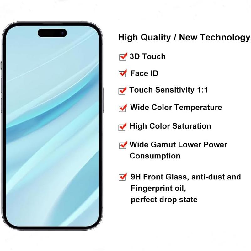 for iPhone 15 Screen Replacement 6.1 inch, 3D Touch LCD Display Digitizer Assembly with Repair Tool