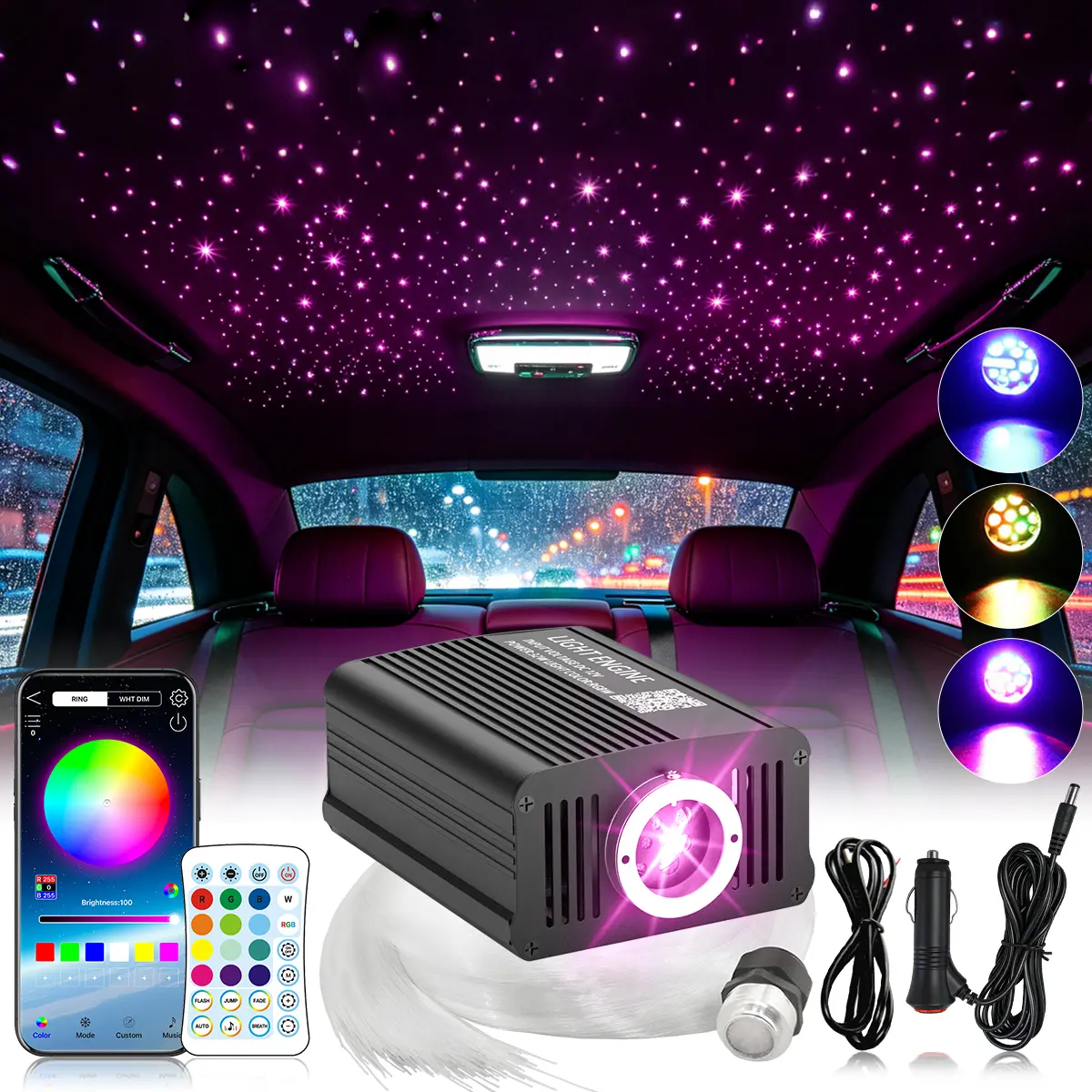 500/550Pcs Car Headliner Star Light Kit, Twinkle Fiber Optic Star Ceiling Lights, DIY Auto Roof Starry Sky Ambient Light for Car Interior Decoration