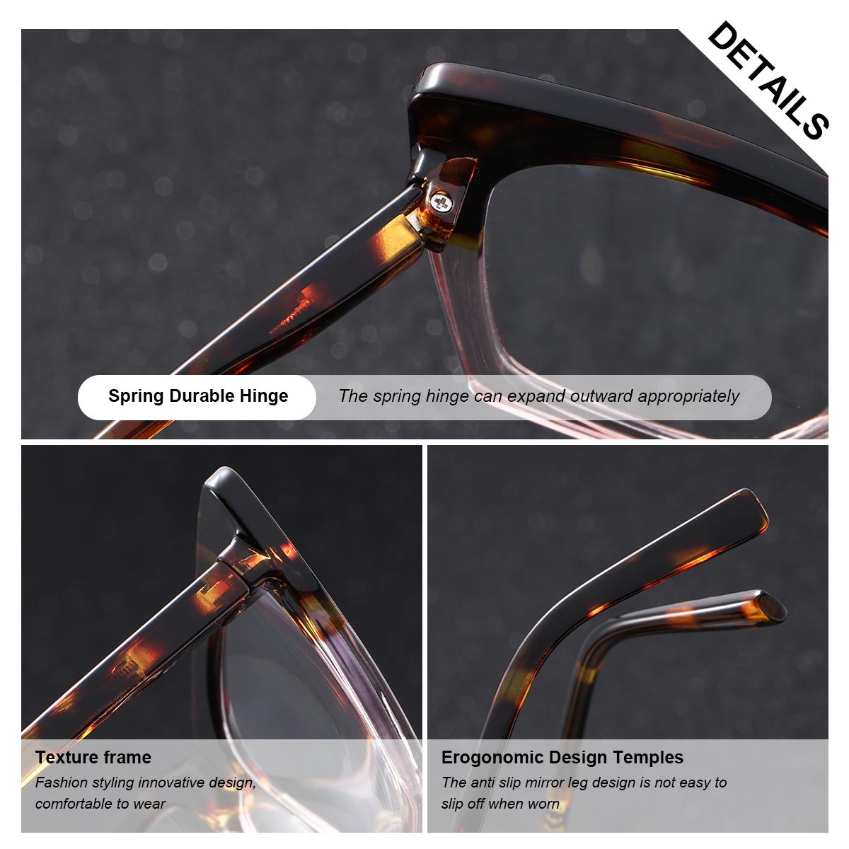 Luckace Men's Cat Eye Fashion Bifocal Glasses, Dual Color PC Lenses, Ultra-Thin Comfortable Nose Pads, Ideal Gift with Brand Packaging