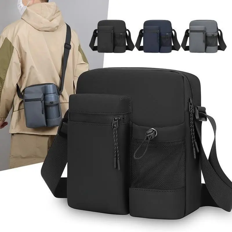 Men’s Lightweight Business Casual Crossbody Sling Bag - Multi-Layer Organizer Small Shoulder Backpack with Water Bottle Holder for Office Commuting, Urban Travel