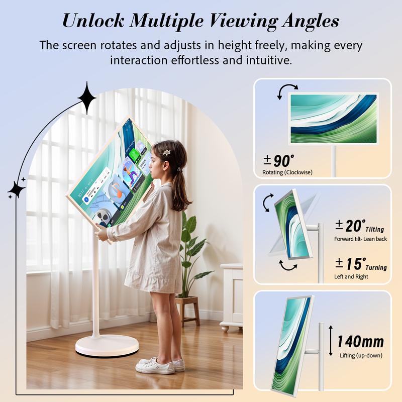 【Ultra-Large 15000mAh Battery】2025 Apolosign Gen 2 Portable TV, 24 inch 32 inch True 4K UHD Portable TV, 16(8+8)GB+256GB, Google EDLA-Certified Android 15 OS, Touch Screen, Voice Remote Control, Support Google Calendar, Full Swivel Rotation 【Ultra-Large 15000mAh Battery】2025 Apolosign Gen 2 Portable TV, 24 inch 32 inch True 4K UHD Portable TV, 16(8+8)GB+256GB, Google EDLA-Certified Android 15 OS, Touch Screen, Voice Remote Control, Support Google Calendar, Full Swivel Rotation