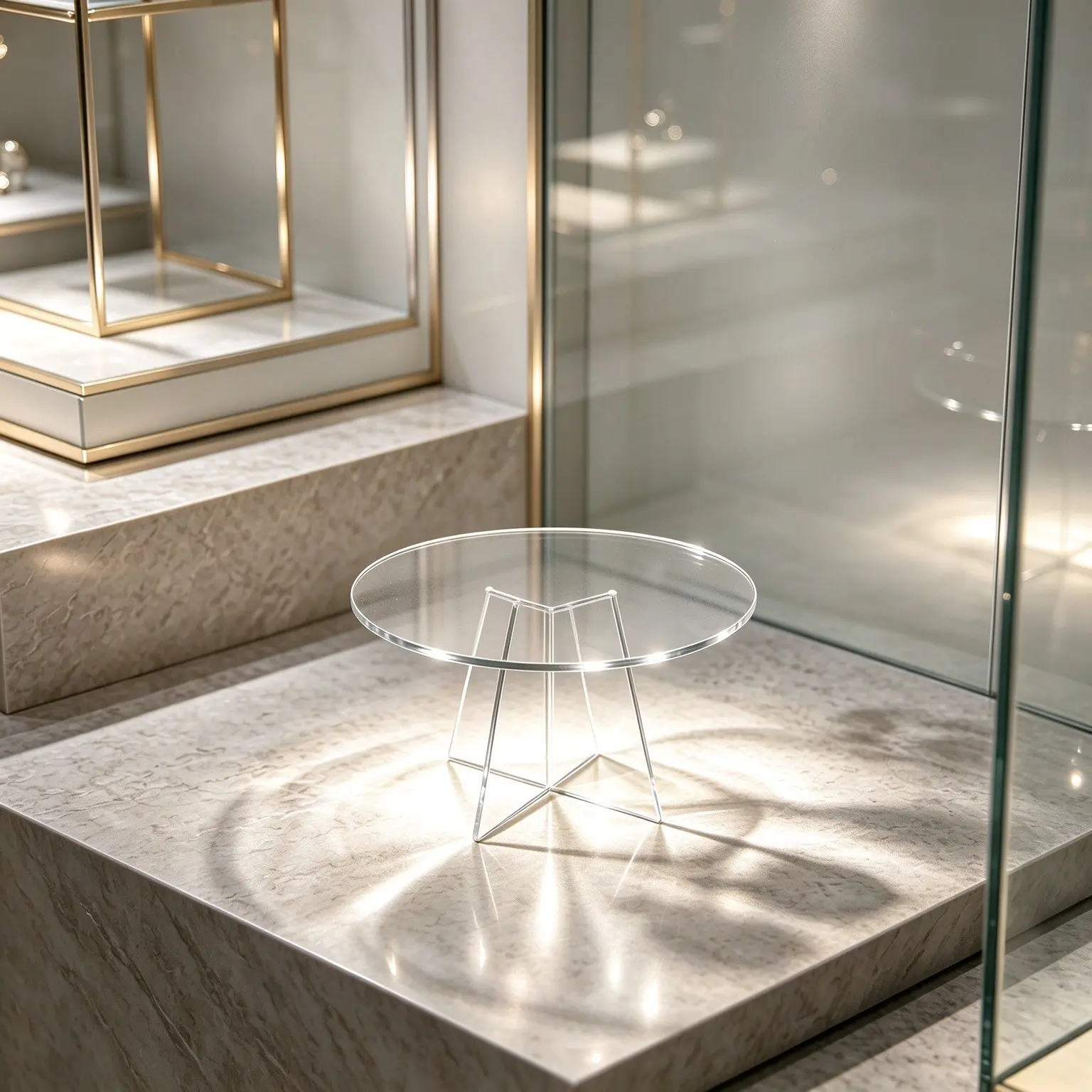 Acrylic Transparent Round Desktop Display Stand, Detachable Base, Decorative Shelf for Living Room, Bedroom, Mall, Table Organizer, Multifunctional Display Stand