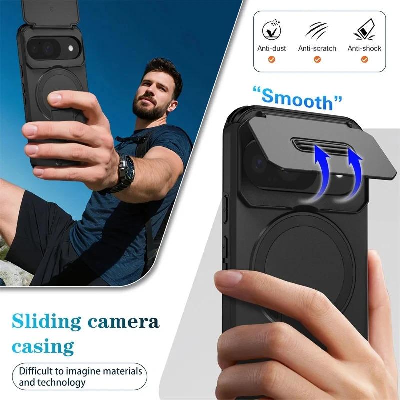 Lens Protect Magnetic Kickstand Phone Case For Google Pixel 10 10Pro 9 Pro 9Pro XL 9A 8a Wireless Charging Shockproof Back Cover