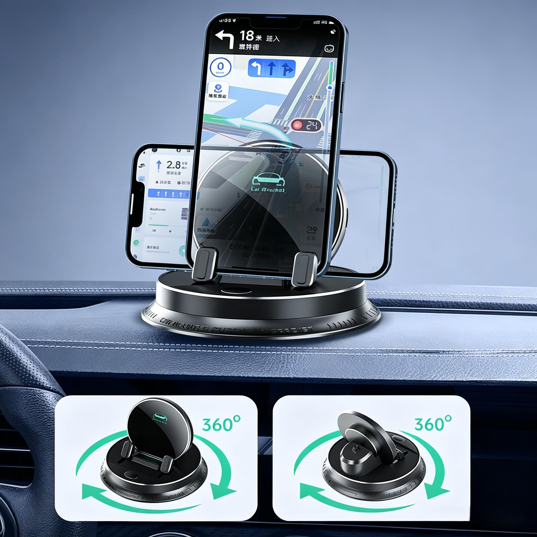 Auto-Sensing Infrared Car Wireless Charging Wireless Charger Mount, Nano-Silicone Anti-Scratch Base, 360° Rotatable Universal Phone Holder for Car Vents & Dashboard, Mini Luxury Navigation Bracket for Home & Office, Mountable Charging Accessory