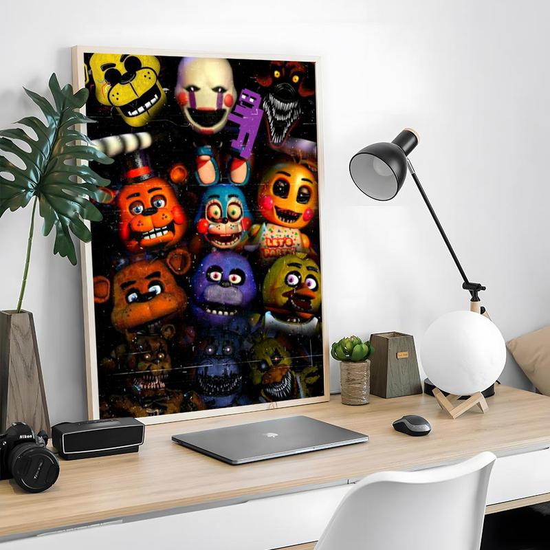 Game FnafFive-nights-At-Freddys Poster Sticky Waterproof Wall Art High Quality Print Unique Artwork Aesthetic Home Living Bedroom Decor Trendy Room Decoration Easy-To-Apply Gift Durable