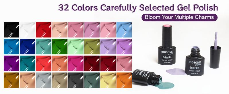 JODSONE 36 Pieces Gel Nail Polish Set U V Light Nail Drill Beginner Set Glossy Surface Easy To Apply Matte Texture All-In-One Manicure Kit