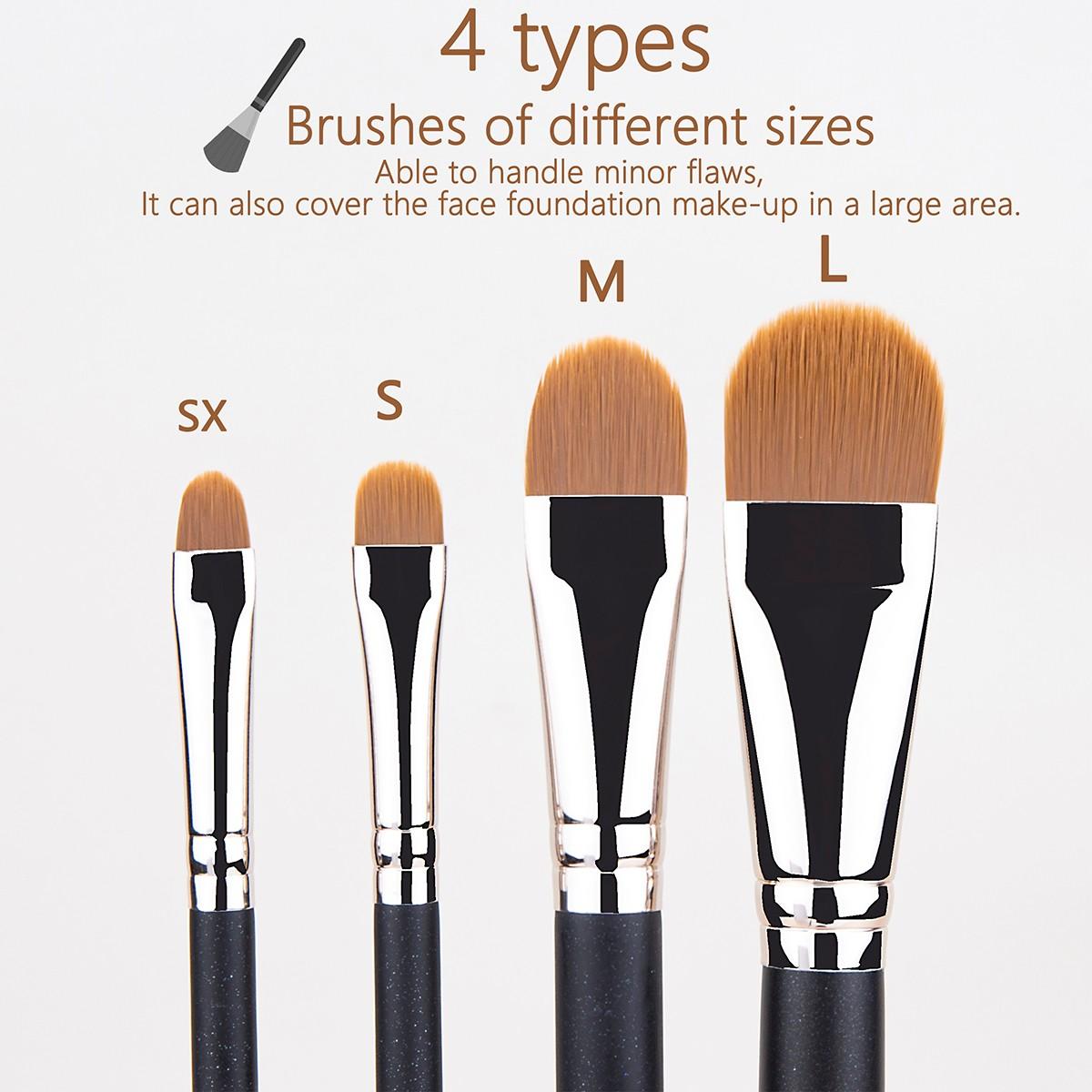4pcs Ultra-Thin Foundation Concealer Makeup Brush, Professional Liquid Foundation Cream Tool, Precision Application for Flawless Finish