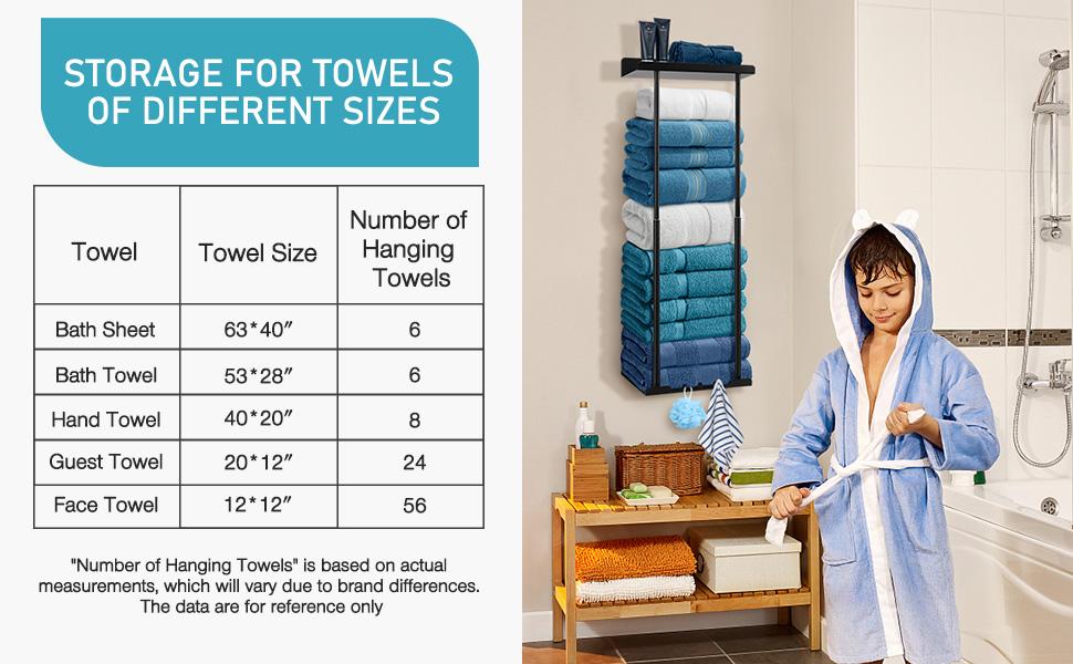 Bathroom Towel Storage Rack, Towel Racks for Bathroom Wall Mounted 30 inch with Shelf Can Holds 6 Large Towels, Wall Towel Rack for Rolled Towels, Black Bathroom Towel Storage Rack, Towel Racks for Bathroom Wall Mounted 30 inch with Shelf Can Holds 6 Large Towels, Wall Towel Rack for Rolled Towels, Black