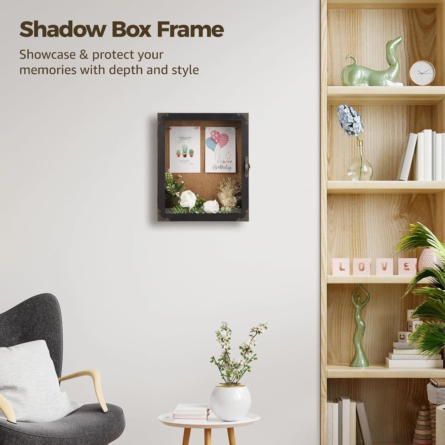 Black Deep Shadow Box Frame Display Case - 13 x 11 x 3.5 in, Wooden ...
