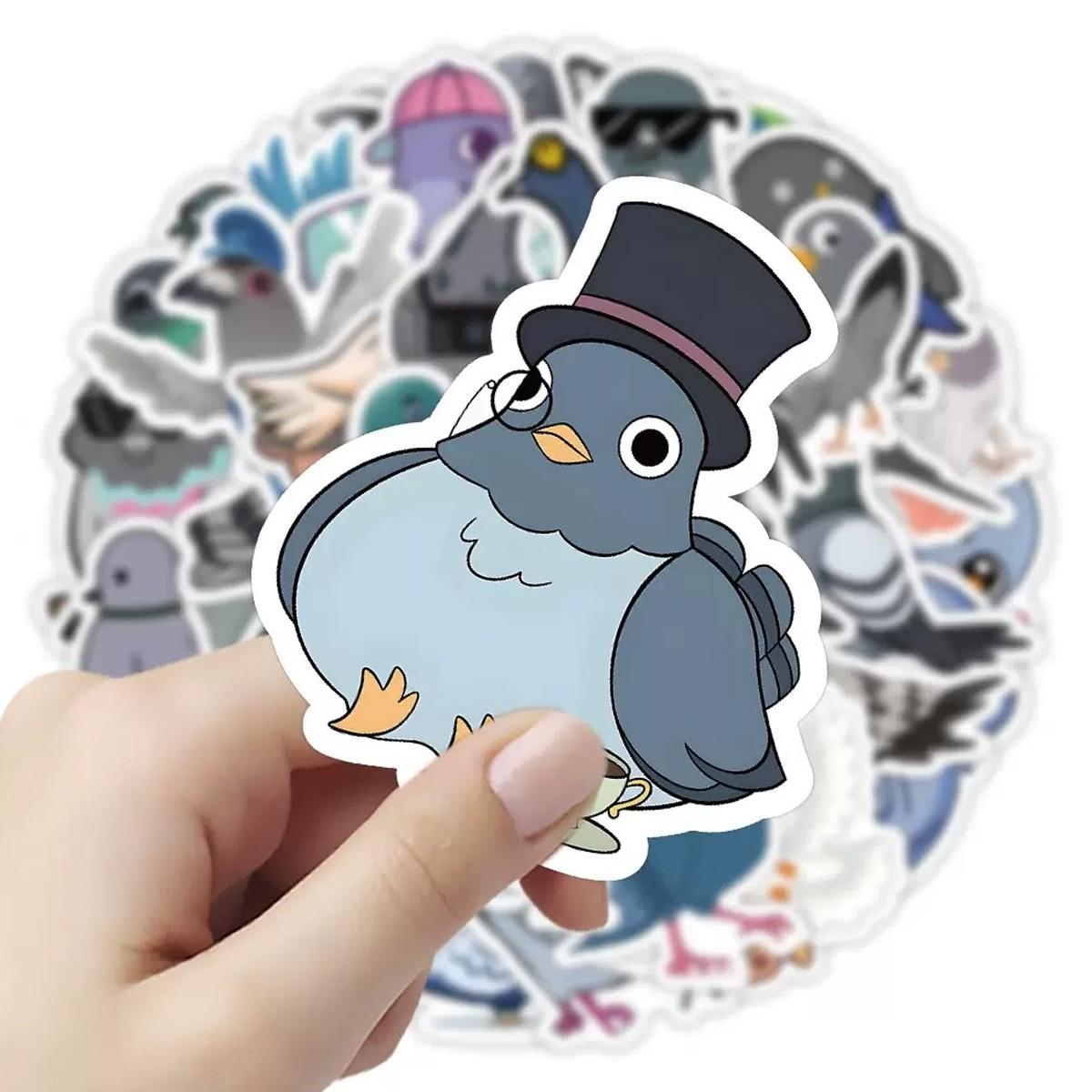 1Pc 60PCS Cute Pigeon Stickers Funny Cartoon Bird Cute Animal Decals  Waterproof Vinyl Decals Aesthetic Graffiti Sticker Pack for Laptop Water Bottle Phone Case Skateboard Helmet Scrapbook DIY Decor Gift Spring Summer Party Supplies