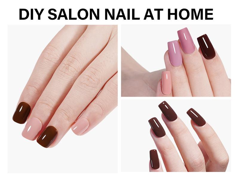 AILLSA 7Pcs Set Jelly Gel Fall Winter Burgundy Nail Polish Kit with Base & Top Coat Cozy Fall Fashion Vibes White Chocolate Purple Brown Soak Off UV Gel Polish Manicure DIY Nails at Home Starter Kit  Cutics Cosmetic