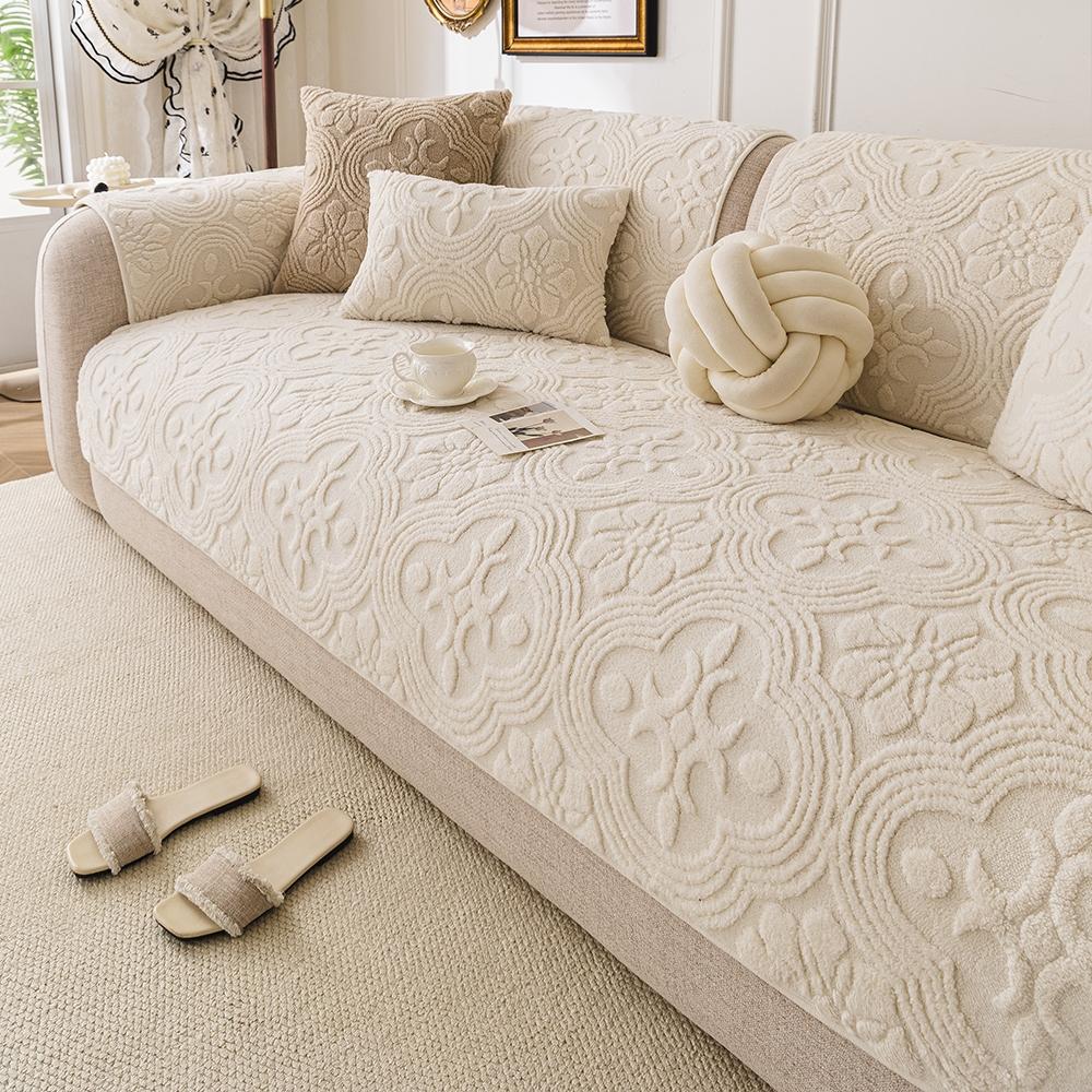 Comfortable Peony Pattern Sofa Cushion, Thick Soft Pet Friendly Couch Protector, Non-Slip Plush Chair Cover for Living Room Bedroom Office Decor, Sofa Couch Covers