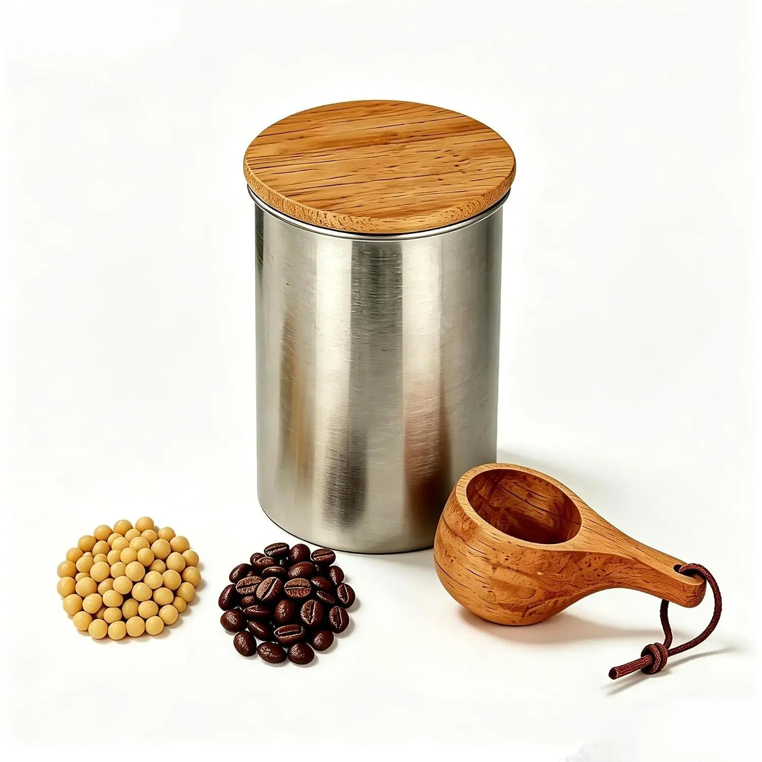 Airtight Coffee Canister,15.8oz Coffee Storage Container with Scoop | 3.5×4.6 Inch Stainless steel jar,Suitable for Beans,, Sugar,Flour,Cereal, with Rubber-Lined  Lid