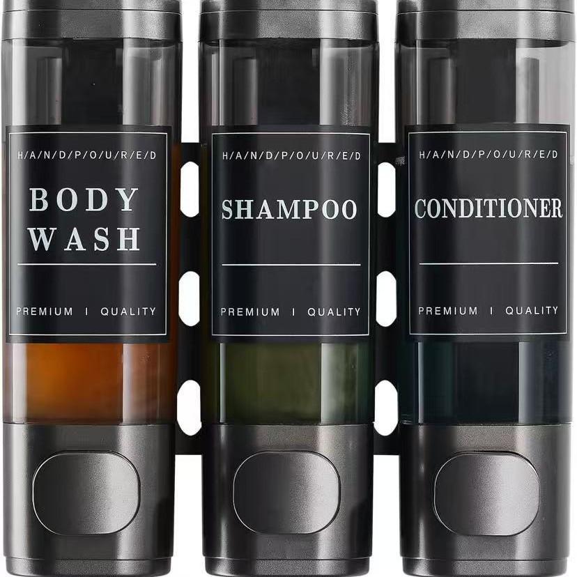 Shower Soap Dispenser Wall-Mounted No-Drill Shampoo Conditioner Dispenser for Shower Walls, Hair Care Liquid Dispenser for Bathroom Hotel Use