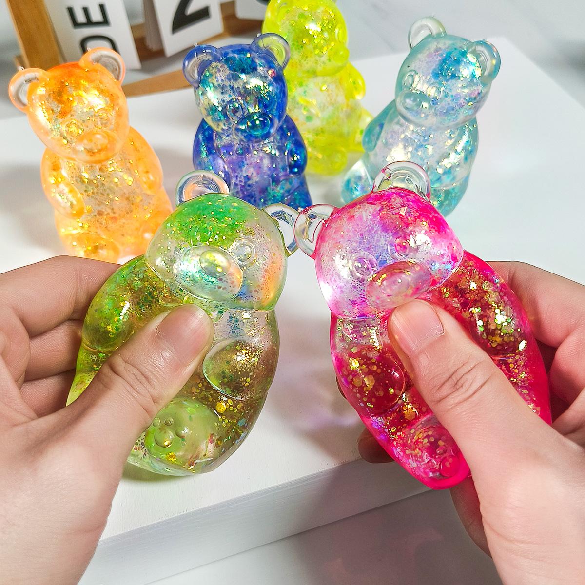 1/4pcs Gummy Bear Squish Fidget Toys Stress Balls for Kids ,Squish Sugar Ball Sensory Toys, Party Favors for Kids Squeeze Toy, Stress Relief Toy Squeeze Ball, Easter Basket Stuffers