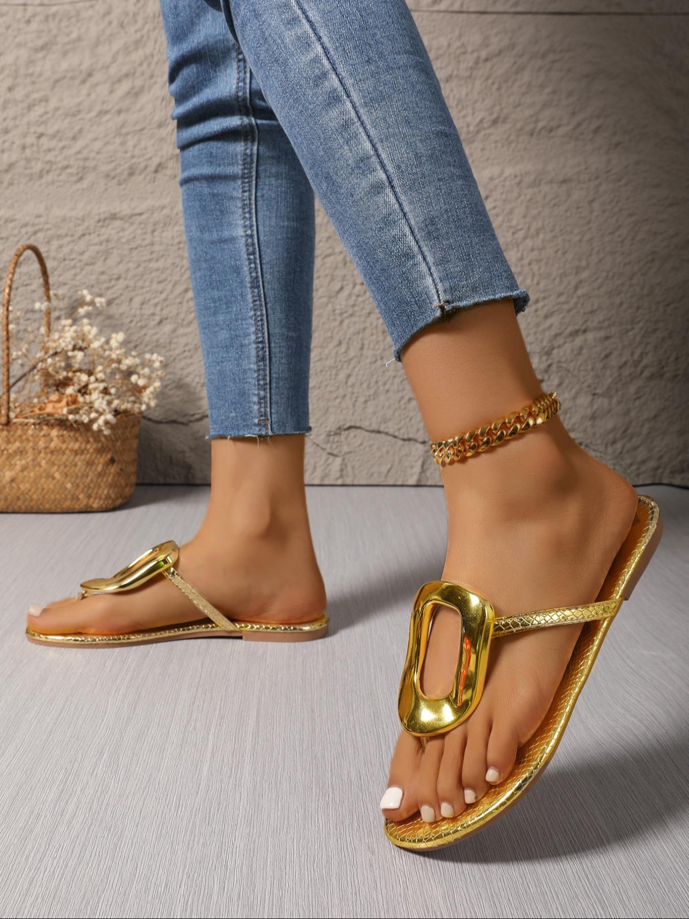 Women's Fashionable Plain Color Slippers, Casual Comfortable Flat Slippers for Summer, Lightweight Breathable Shoes for Daily Wear, Flip Flops