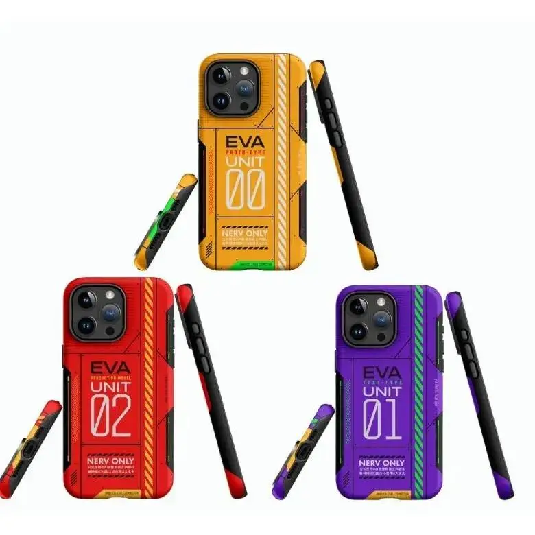 3 Styles of Evangelion Unit 00 Yellow Rei NERV, EVA Unit 01 Purple, Evangelion EVA Unit 02 Asuka Red Phone Case For iPhone