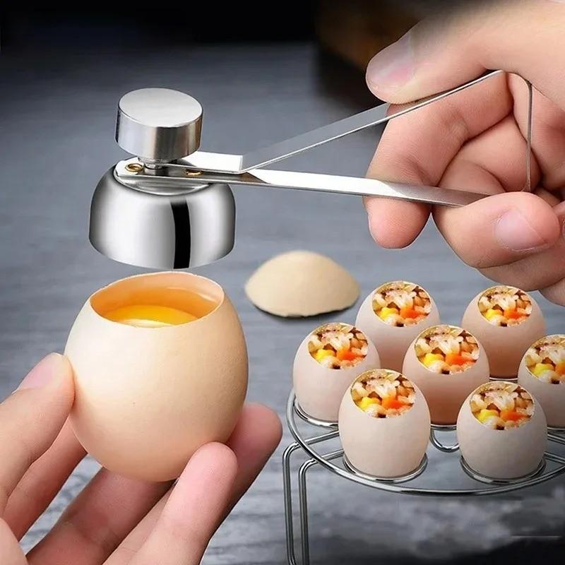 Stainless Steel Egg Shell Opener, Creative Egg Shell Separator, Household Single and Double Head Egg Opener, Kitchen Utensil Tool