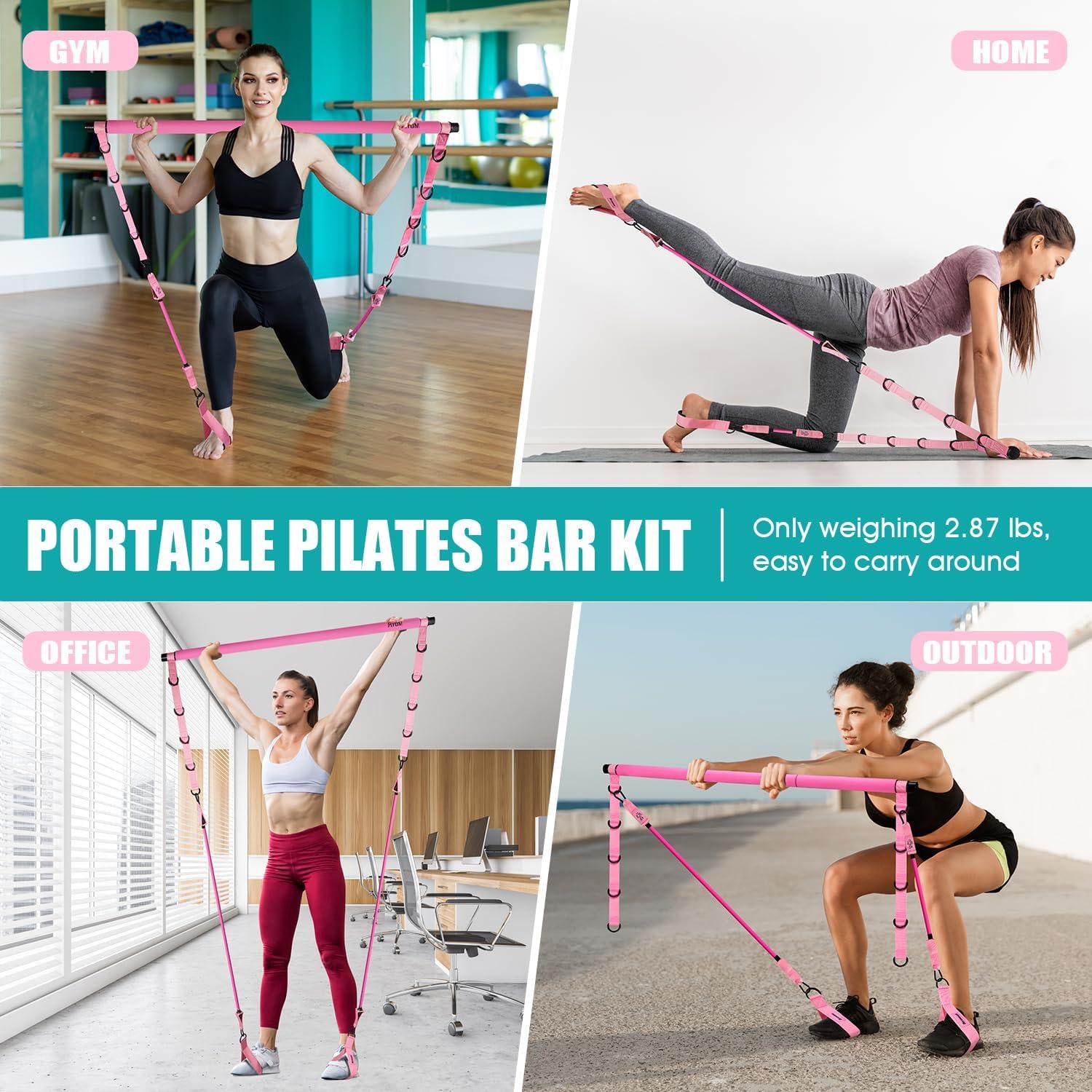 Pilates Bar Kit with Resistance Bands, Pilates Workout Equipment for Legs, Hip, Waist, Arm, Squats Exercise Equipment for Home Workouts, Adjustable 3-Section Pilates Bar Kit for Women & Men,Best Christmas Gifts for Dads/Moms/Boys/Girls SpringStatements