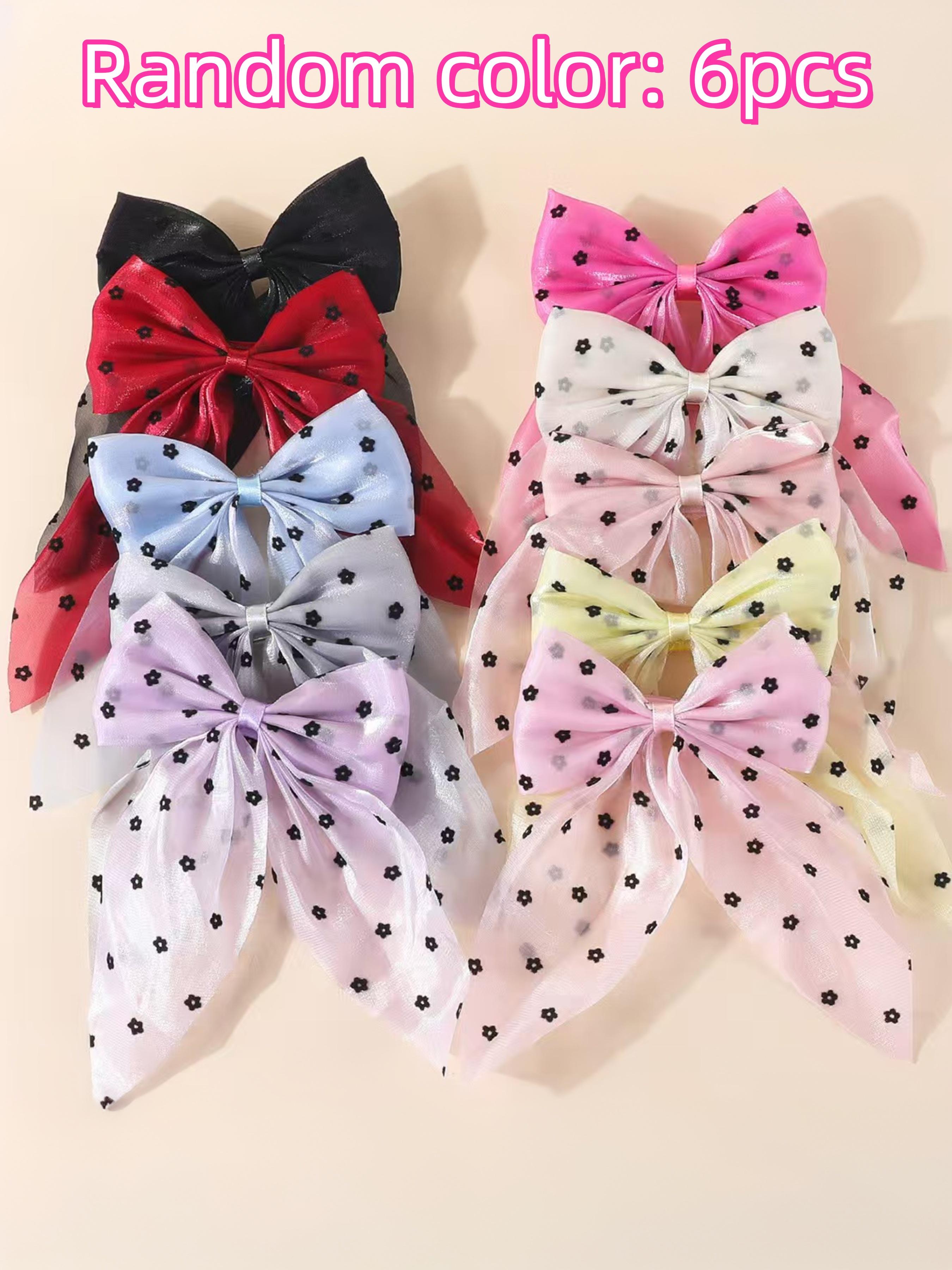 6/12/24/50pcs - Polka Dot Organza Bow Hairpins Set, Lace Silk Bow Hairpins, Duckbill Clips, Women's Headwear Accessories, Suitable for fashion-conscious girls, for daily outfits, parties, weddings as bridesmaids, school looks, etc.