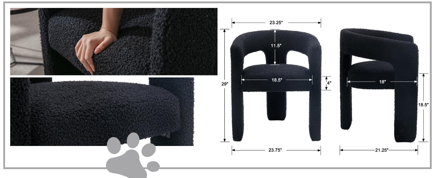 CHAIRUS Fully Assembled Barrel Dining Chair, Modern Sherpa Upholstered Accent Chairs with Arm, Open-back Side Armchair Comfy Makeup Vanity Chairs for Living Room, Kitchen RoomBedroom, Makeup, Small Spaces, Black CHAIRUS Fully Assembled Barrel Dining Chair, Modern Sherpa Upholstered Accent Chairs with Arm, Open-back Side Armchair Comfy Makeup Vanity Chairs for Living Room, Kitchen RoomBedroom, Makeup, Small Spaces, Black