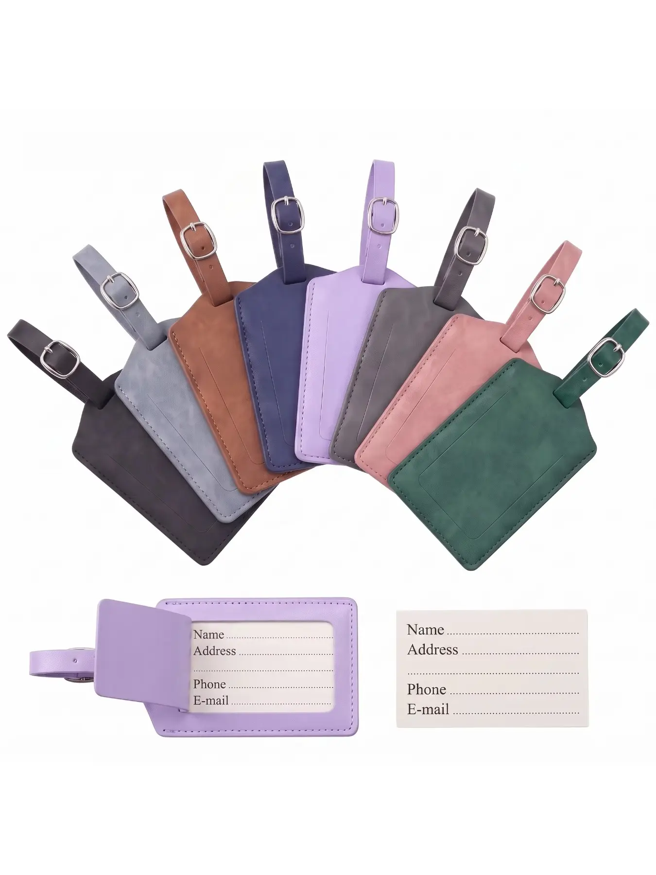 Pomelo Best 3/5/8 Pack Pomelo Best PU Leather Privacy Luggage Tags Suitcase Travel Accessories For Men Women