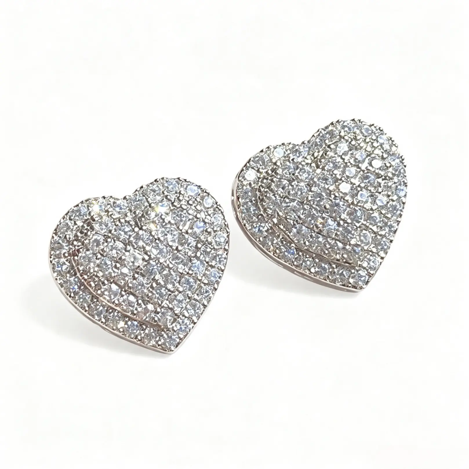 Women's Elegant Heart-Shaped Cubic Zirconia Stud Earrings - Lightweight, Chic Look, Wedding-Ready Costume Jewelry Accessories for All Seasons, Daily Wear