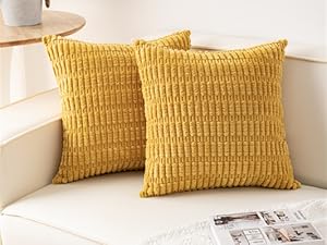 Pack of 2 Corduroy Decorative Throw Pillow Covers 18x18 InchSoft Boho Striped Pillow Covers Farmhouse Home for Sofa Living Room Couch Bed(Sage Green)