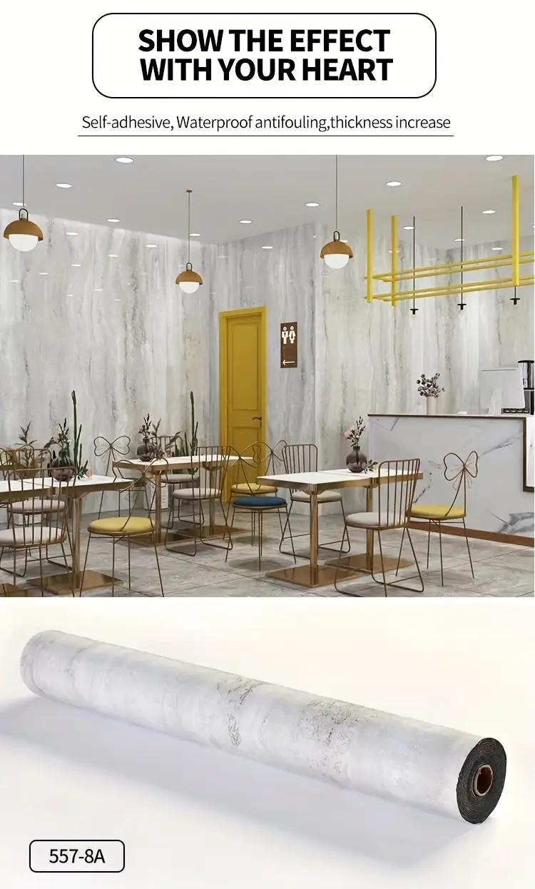 1/2 Roll Marble Design PVC Floor and Wall Tiles | Self-Adhesive Peel and Stick Floor, White/Grey/Black Marbleile Design, Wooden Floor, Peel and Stick Vinyl Flooring for Bathroom, Kitchen, Bedroom, Living Room - Home Decor Decorative Tiles