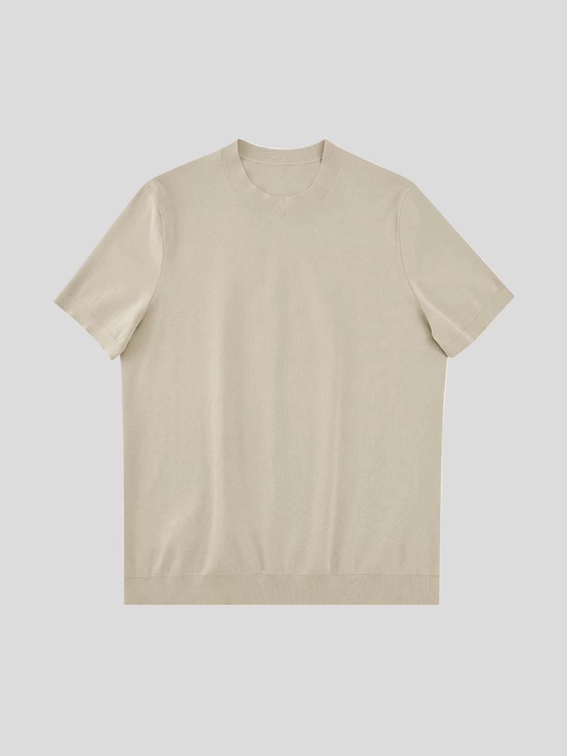 Fioboc Men's Crewneck Knitted T-Shirt Top for Father's Day, Christmas Gifts and Daily Casual, Comfortable, Breathable and Skin-Friendly