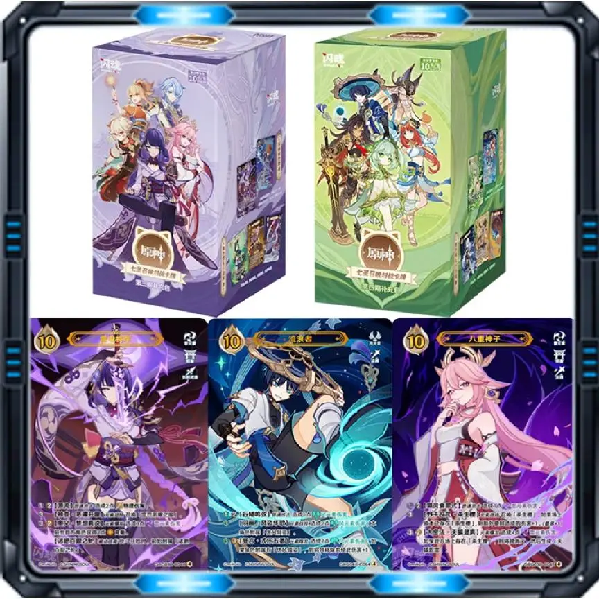 Shining Soul Genshin Impact Card Genius Invokation TCG Battle Card Hu Tao Raiden Shogun Anime Character Collection Card Kid Toy Gift
