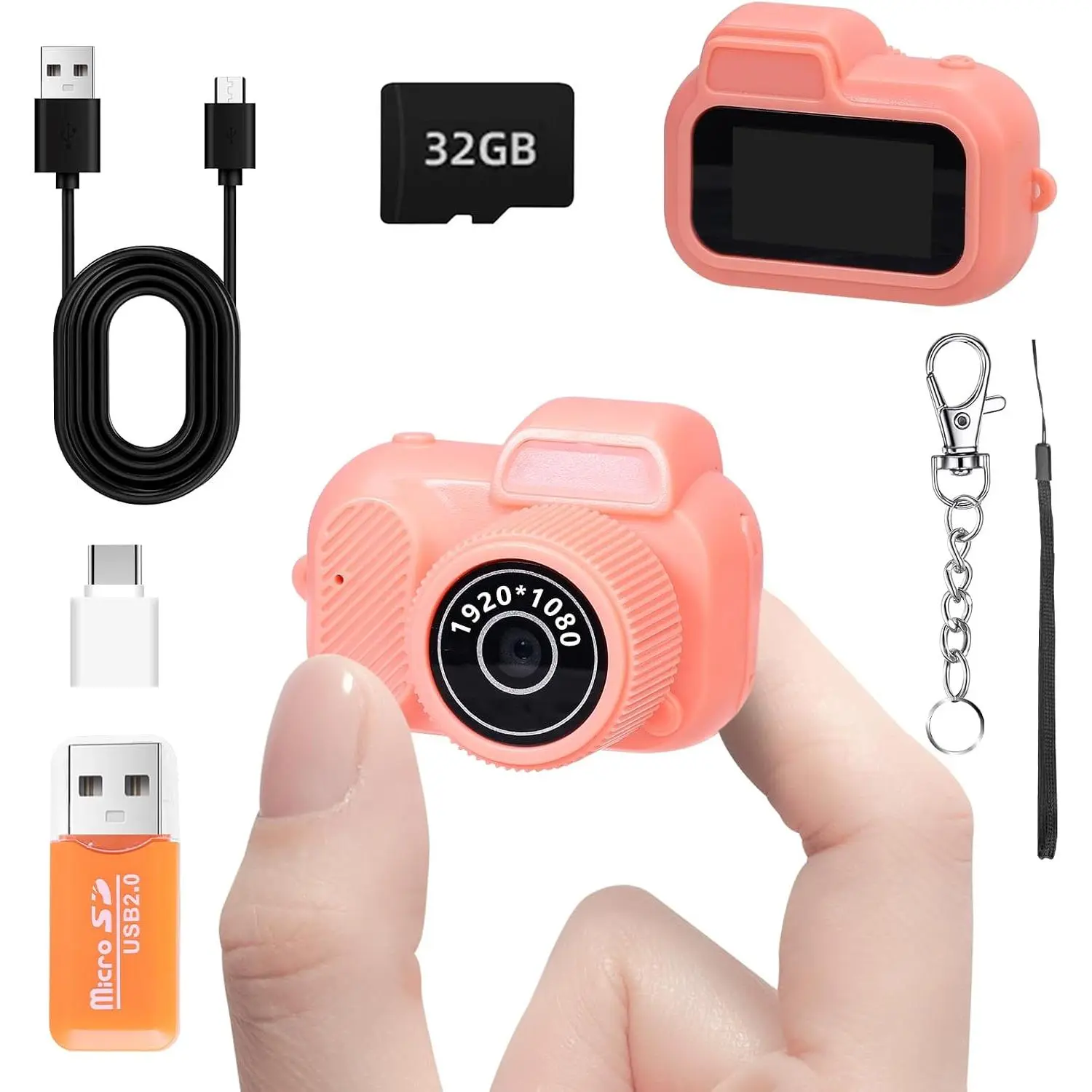 Camera, FHD 1080p 8MP Mini Digital Camera with 32GB SD Card, 8 Creative Filters, 0.96"  Display, 100 Mins  Life for Decorate Travel Recording Gifts ()