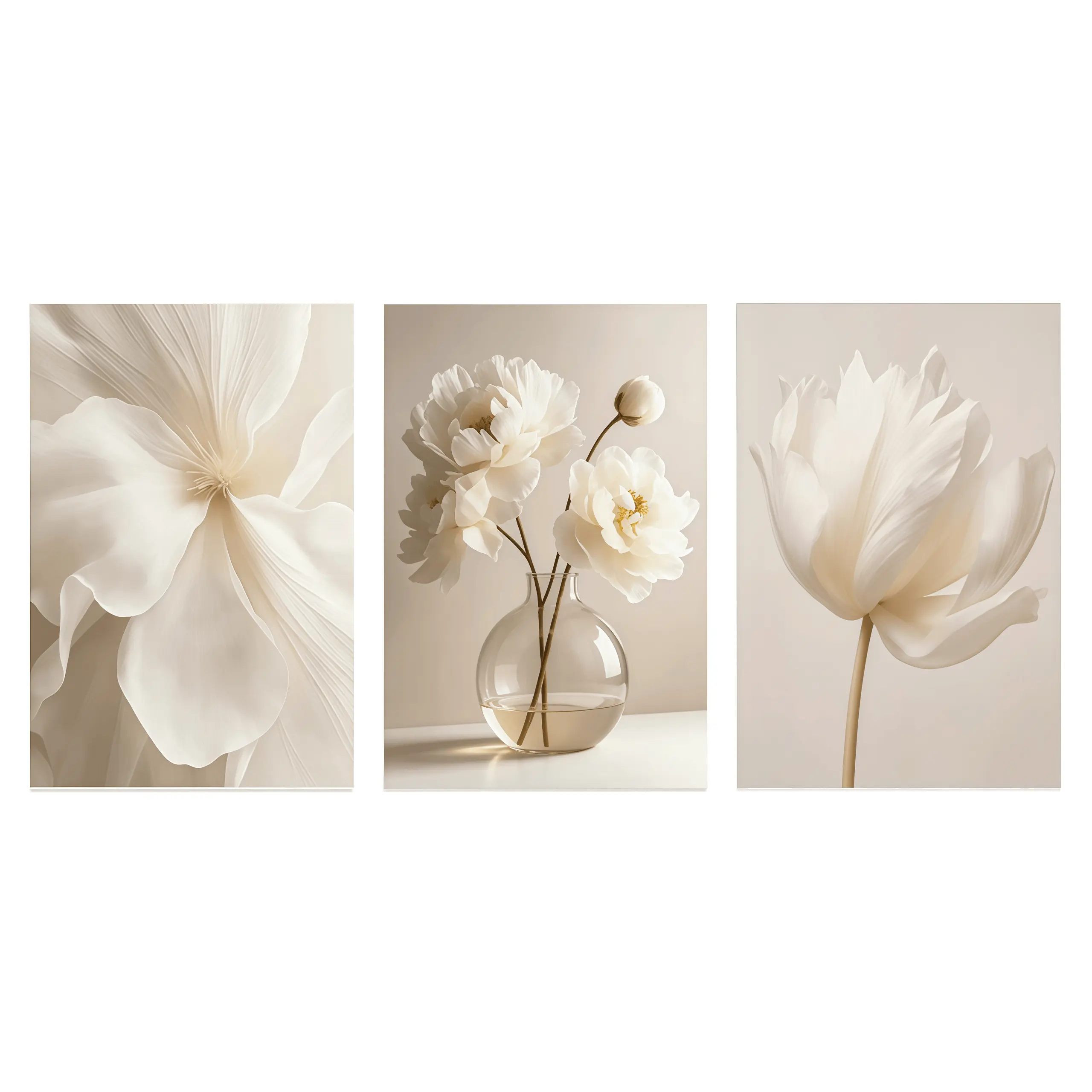 3Pcs Minimalist Waterproof Floral Canvas Paintings - Wooden Framed Wall Decor, House Decor, Aesthetic Living Room Decorations, Nature Art Home Goods, Ideal Bedroom Gift for Home Inspo Enthusiasts, Water Resistant, unframed canvas poster,