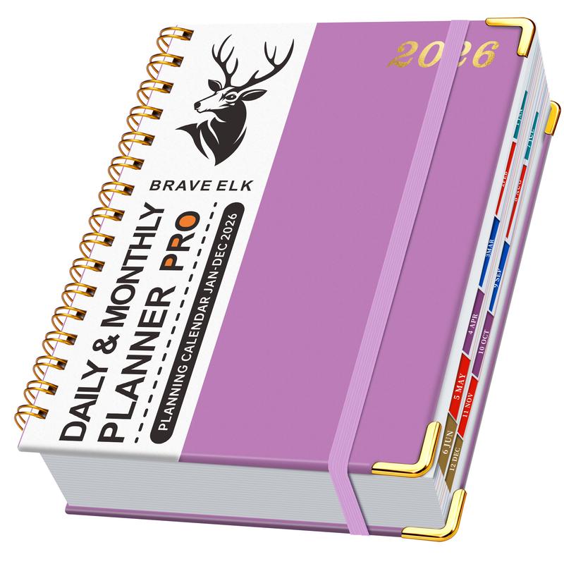 2026 Dual Line Spiral Planner Book, 400 Pages, 12 Months Weekly Monthly Plan, Improve Learning & Efficiency, Memo, Time Organization, Personal Planning, Spiral Bound Planner