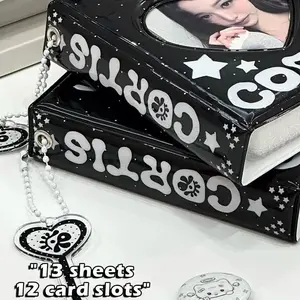 High Quality PVC Photo Card Holder Black Cortis 32 Pockets Photo Album Idol Card Collection Book