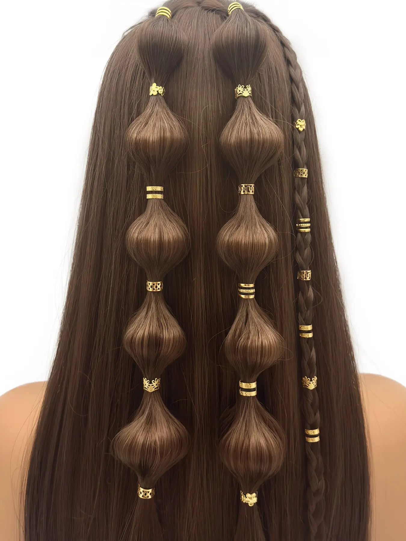 60pcs Alloy Braiding Mixed Set, Simple Style Hair Dreadlock Accessory Braid, Hair Rings Cuffs Clips, Dreadlock Jewelry Decorations, Hair Accessories For Braids